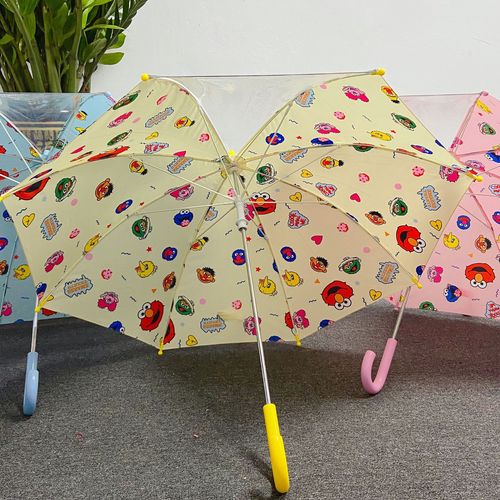 卡通芝麻街雨伞 男女宝宝幼儿儿童雨伞遮雨伞 直骨长柄伞儿童雨具